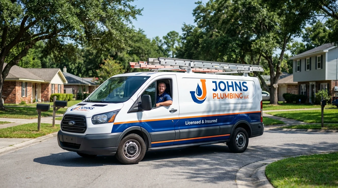 Johns Plumbing LLC service van in Spartanburg, SC