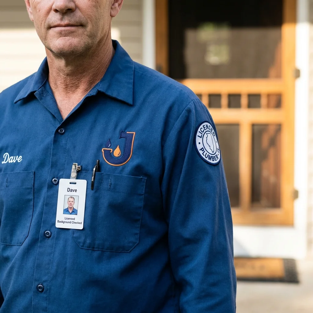 Licensed plumber showing ID badge in Spartanburg, SC