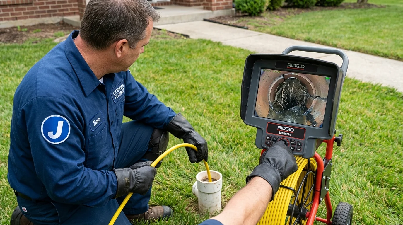Sewer camera inspection being performed by Johns Plumbing LLC in Spartanburg