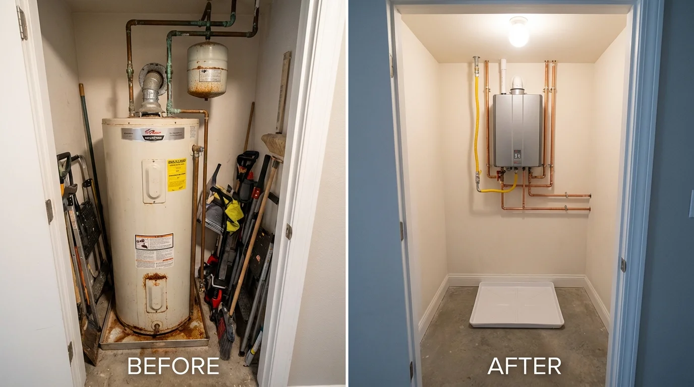 Tank water heater versus wall-mounted tankless unit comparison for Spartanburg, SC homeowners